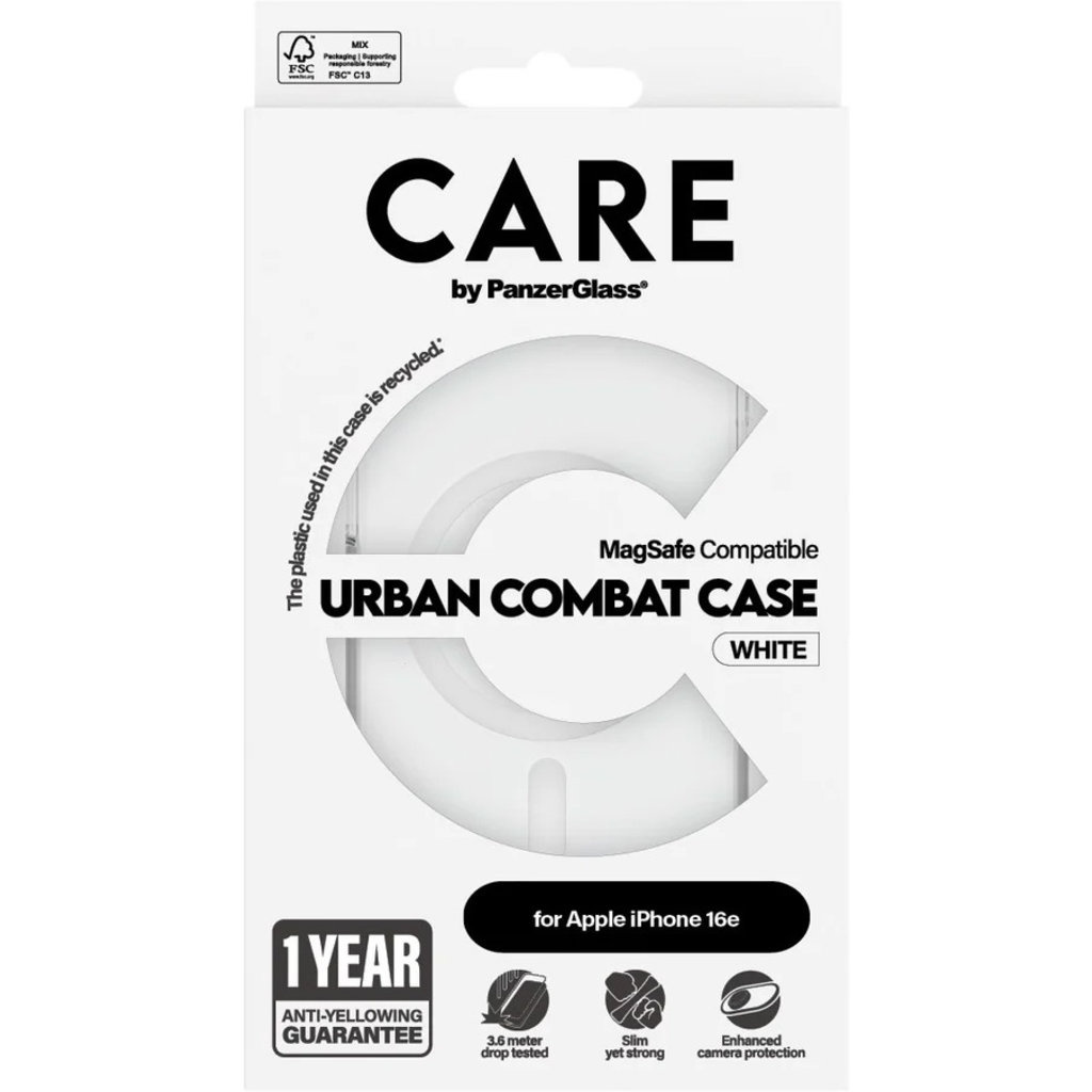 CARE by PanzerGlass CARE by PanzerGlass Flagship Case Transparent Urban Combat w. White MagSafe iPhone 17e/16e, foto 3 van 4