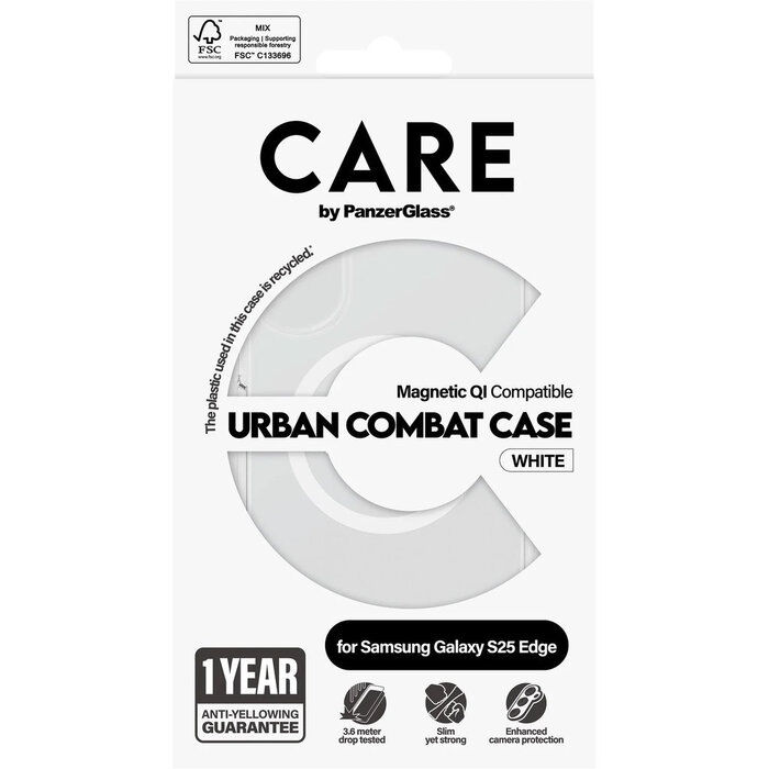 CARE by PanzerGlass PanzerGlass CARE Urban Combat Case Samsung S25 met QI-Module - Transparant