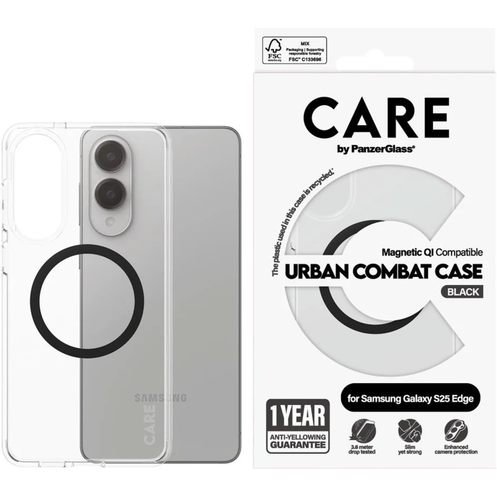 CARE by PanzerGlass PanzerGlass CARE Urban Combat Case Samsung S25 - Transparant met QI-Module