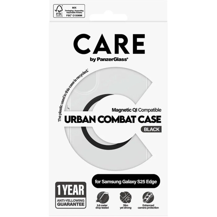 CARE by PanzerGlass PanzerGlass CARE Urban Combat Case Samsung S25 - Transparant met QI-Module