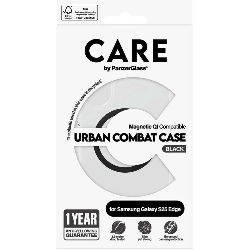 CARE by PanzerGlass PanzerGlass CARE Urban Combat Case Samsung S25 - Transparant met QI-Module