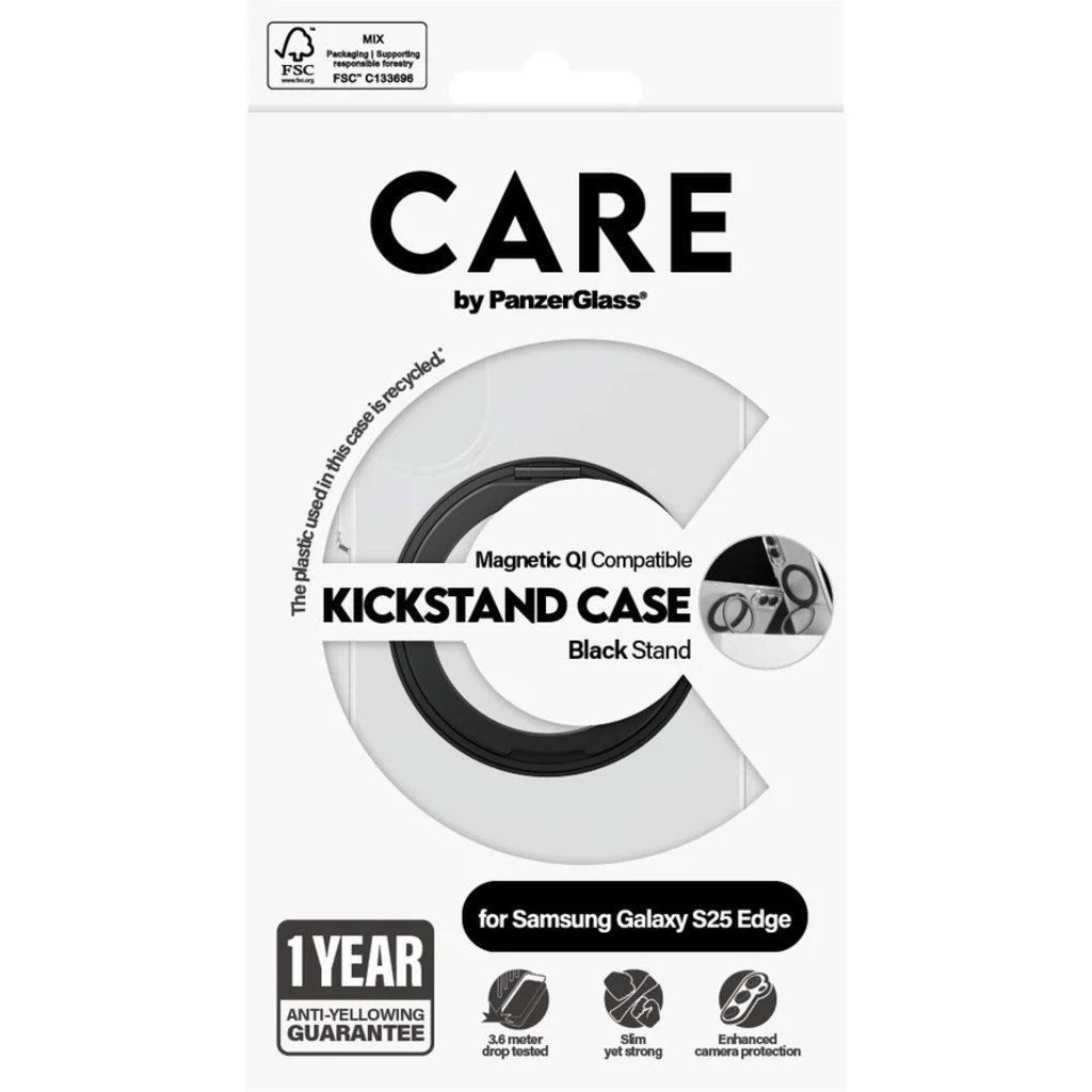 CARE by PanzerGlass PanzerGlass CARE Case voor Samsung Galaxy S25 - Transparant met Kickstand, foto 4 van 5