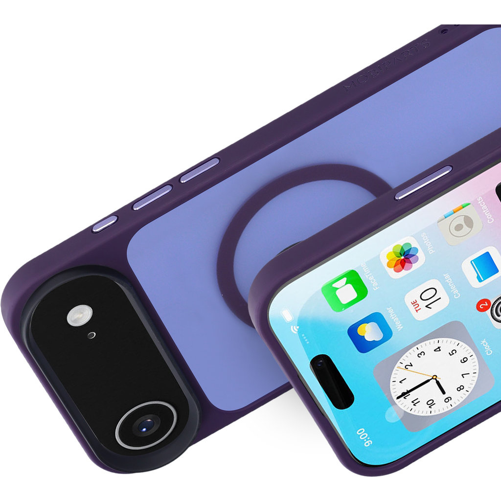 Mobiparts Mobiparts Hardcover voor iPhone - Satijnpaars - MagSafe Compatibel