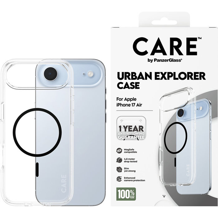 CARE by PanzerGlass PanzerGlass Urban Explorer MagSafe Case voor iPhone Air - Transparant/Zwart
