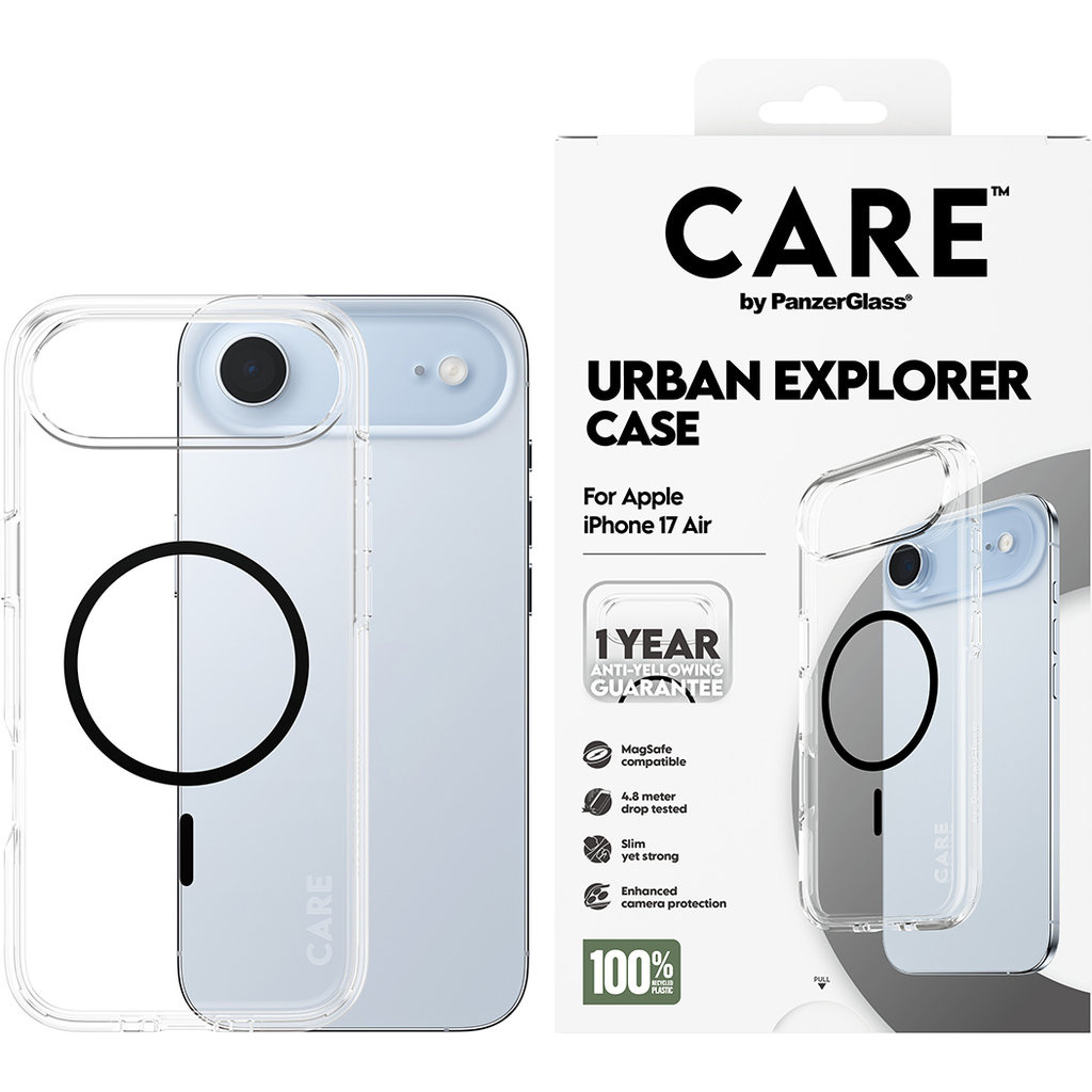 CARE by PanzerGlass PanzerGlass Urban Explorer MagSafe Case voor iPhone Air - Transparant/Zwart