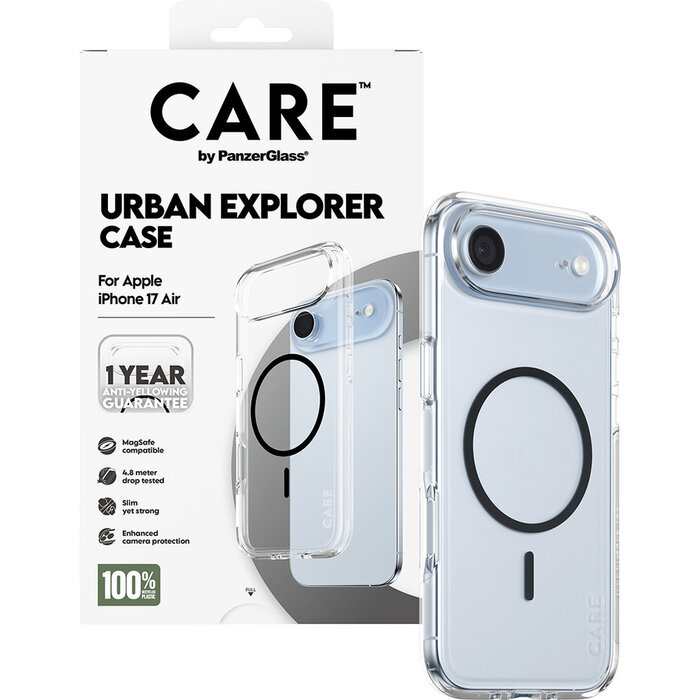 CARE by PanzerGlass PanzerGlass Urban Explorer MagSafe Case voor iPhone Air - Transparant/Zwart