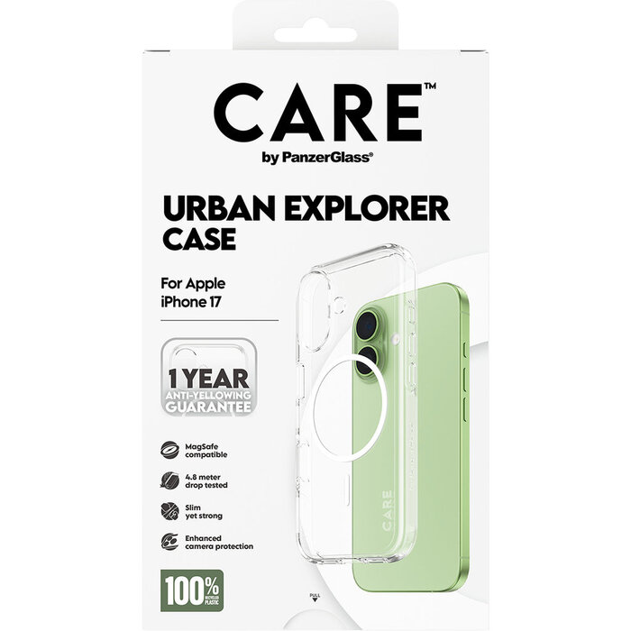 CARE by PanzerGlass PanzerGlass Urban Explorer MagSafe Hoesje voor iPhone 17 - Transparant/Wit