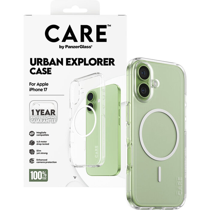 CARE by PanzerGlass PanzerGlass Urban Explorer MagSafe Hoesje voor iPhone 17 - Transparant/Wit