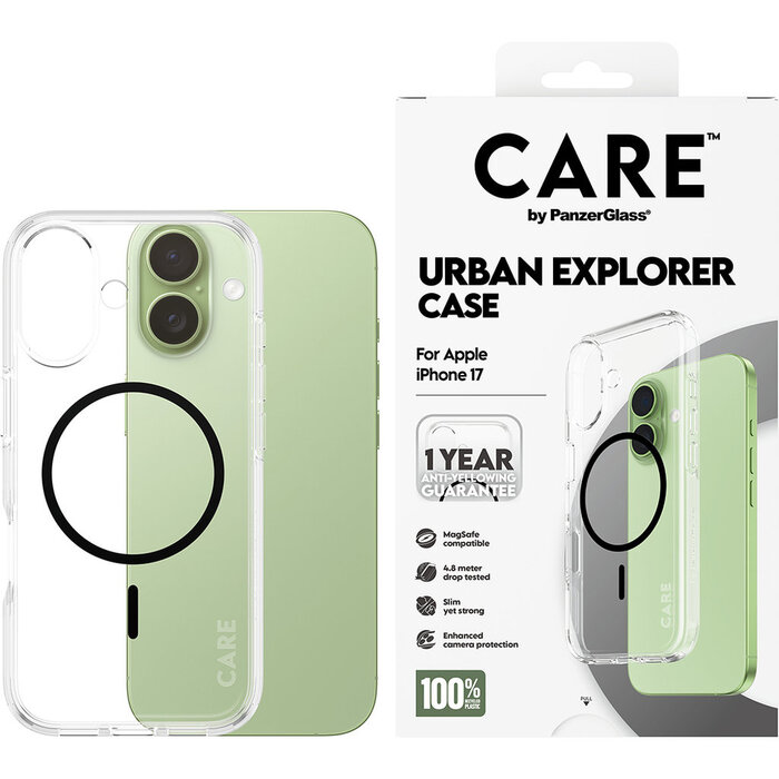 CARE by PanzerGlass PanzerGlass Urban Explorer MagSafe Hoesje voor iPhone 17 - Transparant Zwart