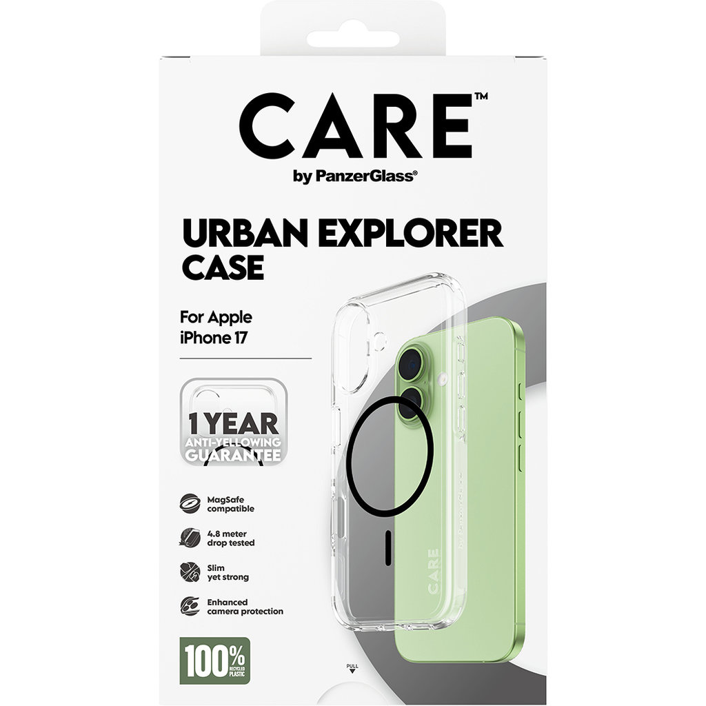 CARE by PanzerGlass PanzerGlass Urban Explorer MagSafe Hoesje voor iPhone 17 - Transparant Zwart