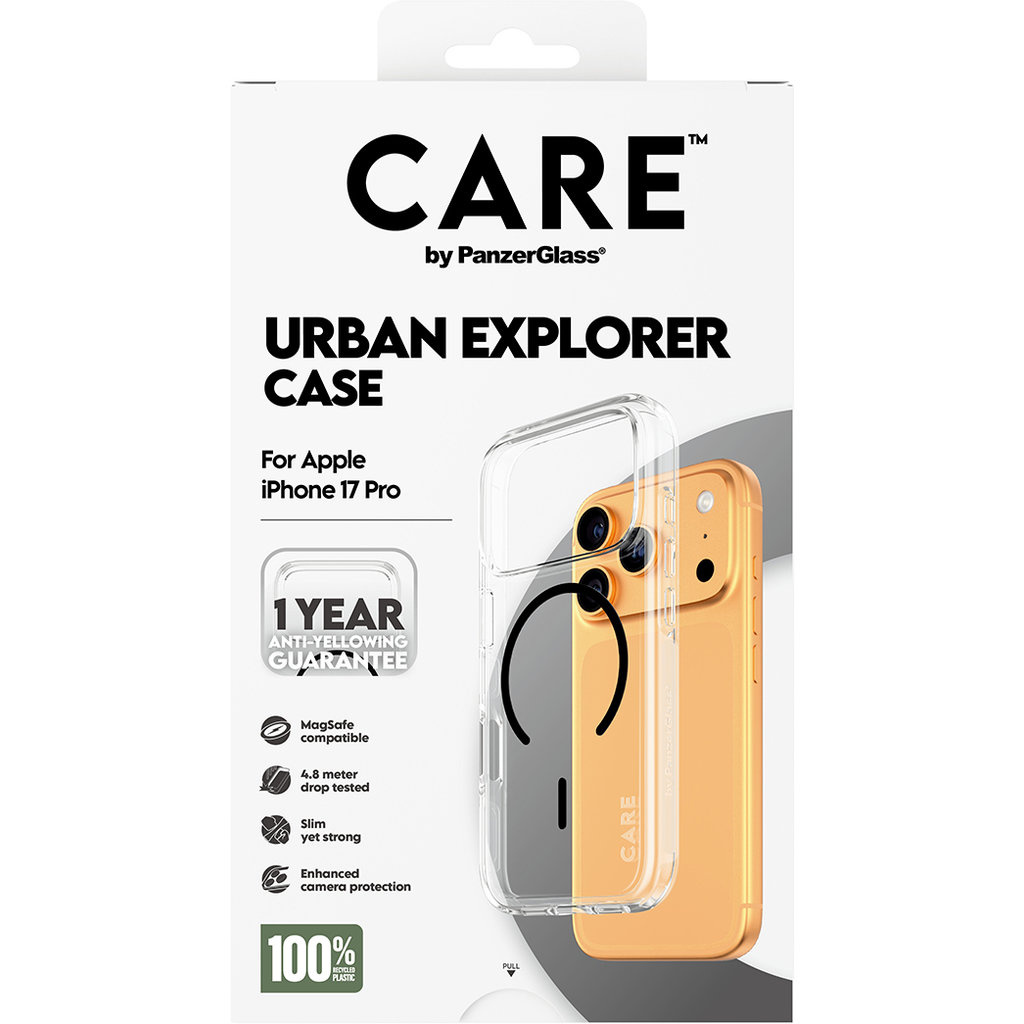 CARE by PanzerGlass PanzerGlass Urban Explorer MagSafe Hoesje iPhone 17 Pro - Transparant Zwart
