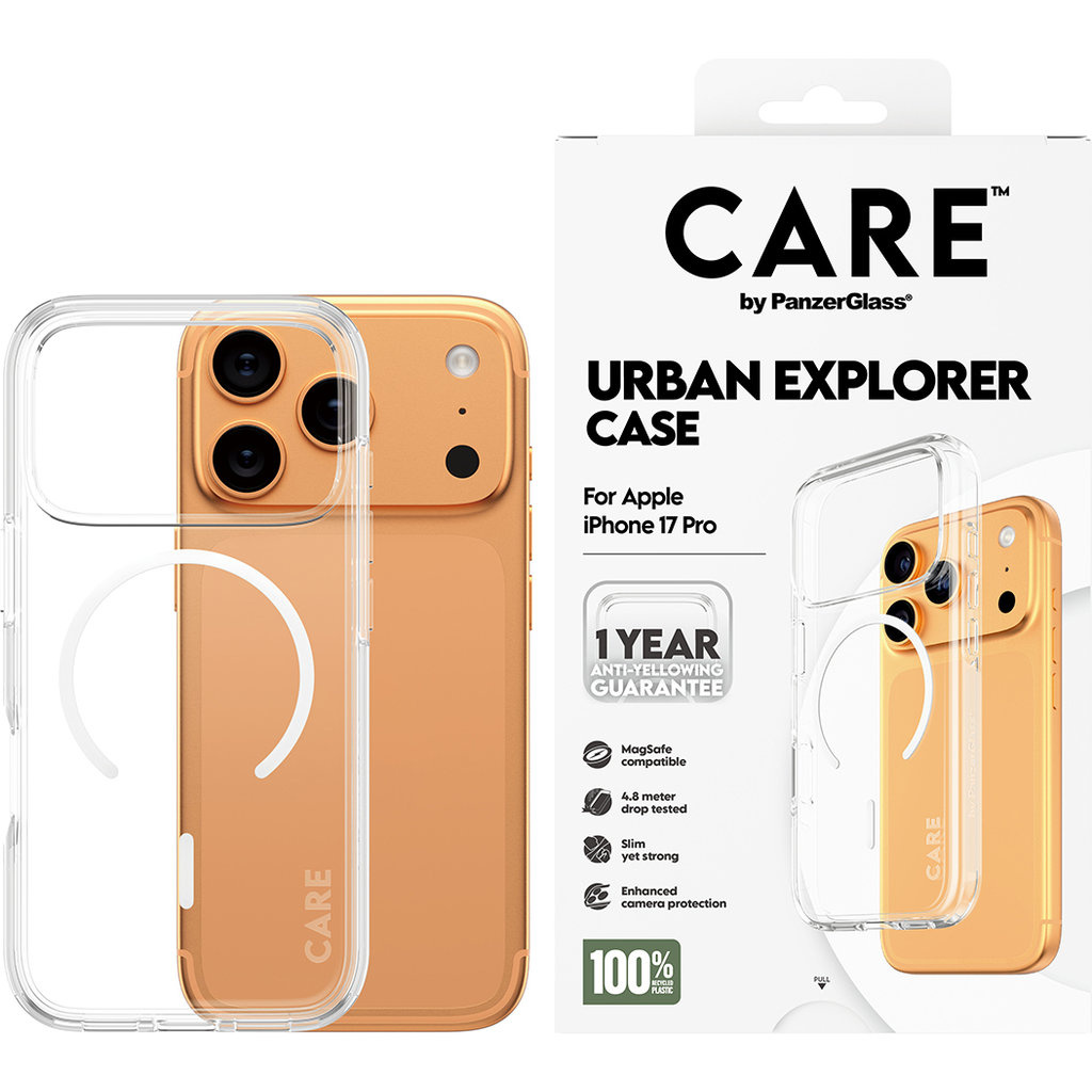 CARE by PanzerGlass PanzerGlass Urban Explorer MagSafe Hoesje voor iPhone 17 Pro - Transparant