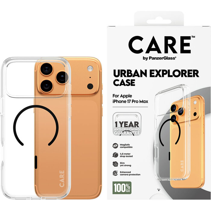 CARE by PanzerGlass PanzerGlass Urban Explorer MagSafe Hoesje iPhone 17 Pro Max - Transparant/Zwart