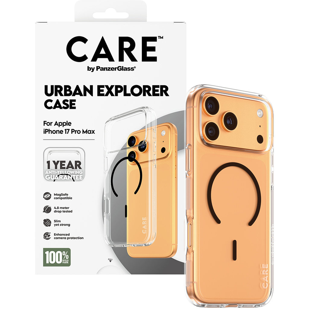 CARE by PanzerGlass PanzerGlass Urban Explorer MagSafe Hoesje iPhone 17 Pro Max - Transparant/Zwart