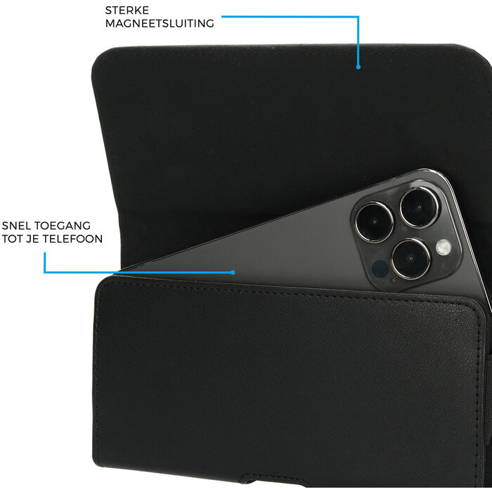 Mobiparts Mobiparts Classic Belt Case Maat L - Zwarte Riemtas voor Smartphones