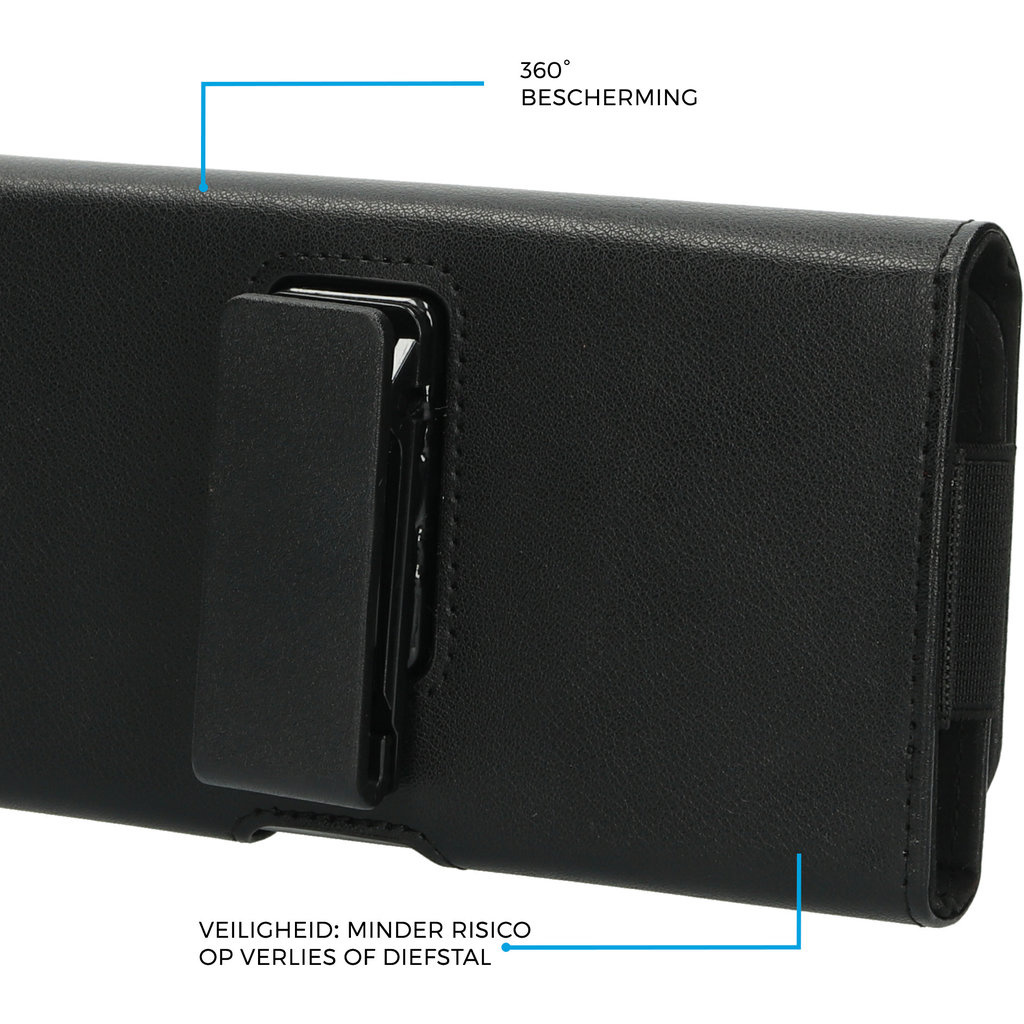Mobiparts Mobiparts Classic Belt Case Maat L - Zwarte Riemtas voor Smartphones