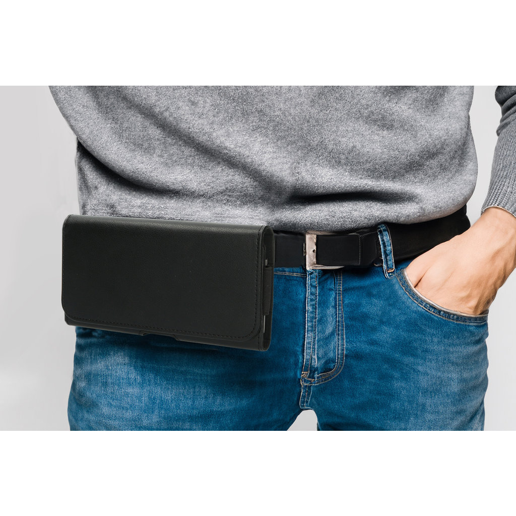 Mobiparts Mobiparts Classic Belt Case Maat L - Zwarte Riemtas voor Smartphones