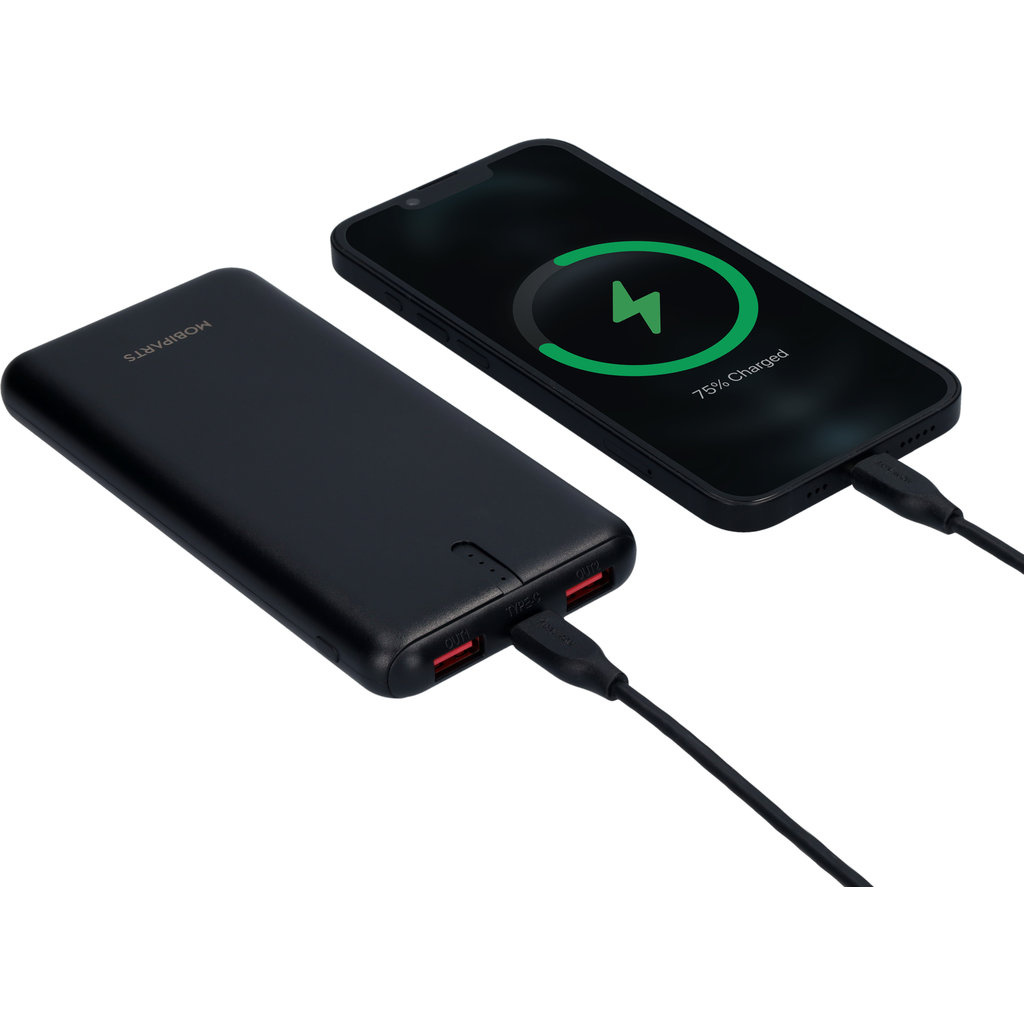 Mobiparts Mobiparts Powerbank III 10.000 mAh - 22.5W Snellaad Powerbank Zwart