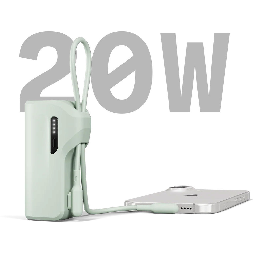 Cygnett Cygnett Thumboost 5K Powerbank with semi-integrated USB-C Cable Mint