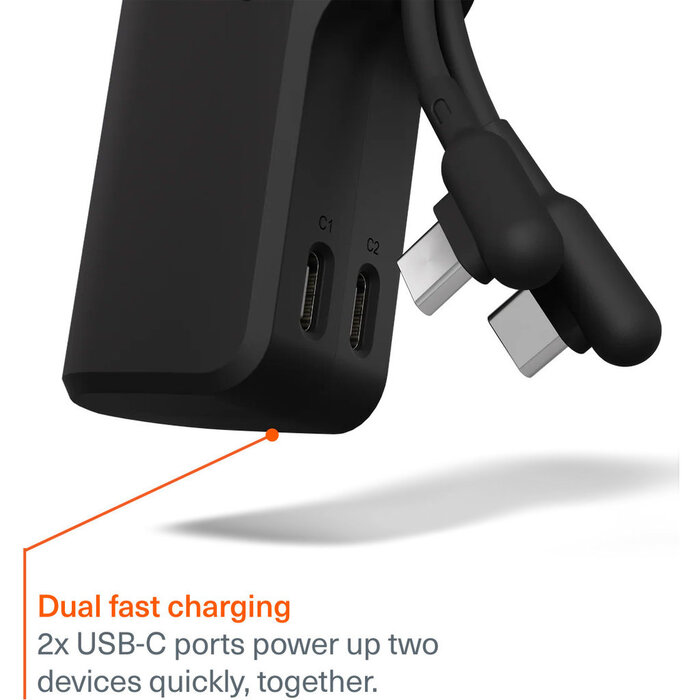 Cygnett Cygnett Thumboost 5K Powerbank with semi-integrated USB-C Cable Black
