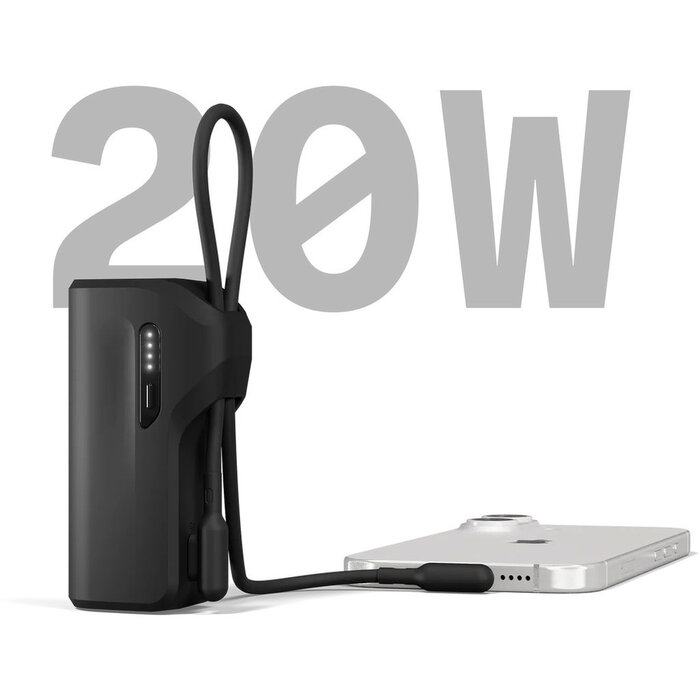 Cygnett Cygnett Thumboost 5K Powerbank with semi-integrated USB-C Cable Black