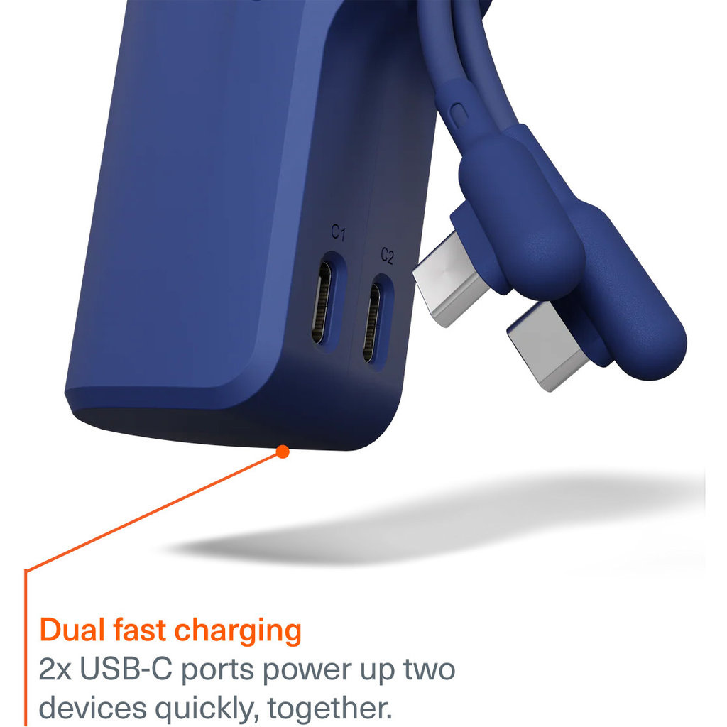 Cygnett Cygnett Thumboost 5K Powerbank with semi-integrated USB-C Cable Neon Dusk