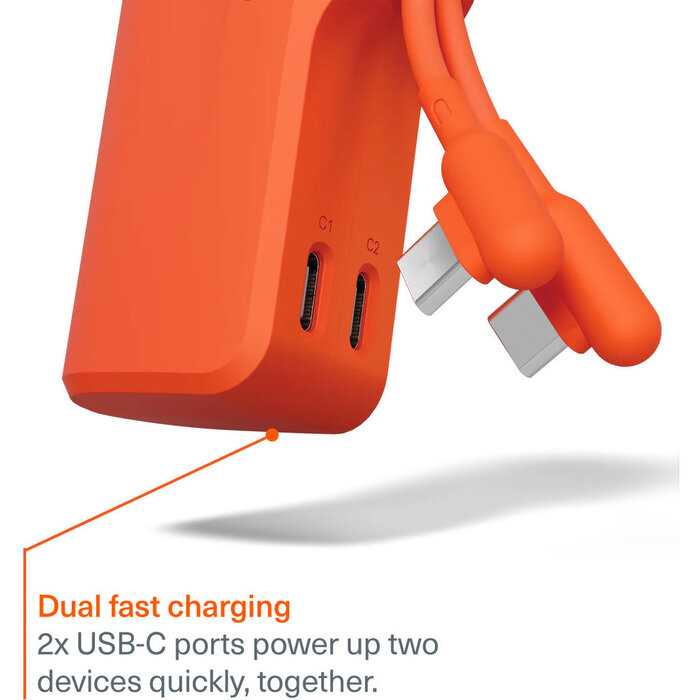 Cygnett Cygnett Thumboost 5K Powerbank with semi-integrated USB-C Cable Active Sunrise