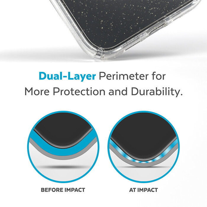 Speck Speck Presidio Perfect Clear Glitter Hoesje voor iPhone 14 Plus / 15 Plus - Transparant/Goud