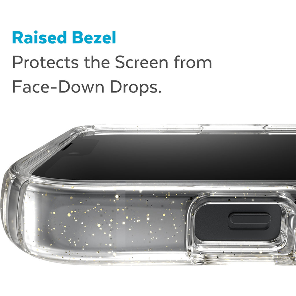 Speck Speck Presidio Perfect Clear Glitter Apple iPhone 14 Plus/15 Plus Clear / Gold Glitter - with Microban