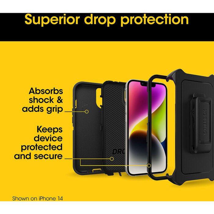 Otterbox OtterBox Defender Case voor Apple iPhone 15 Plus en 14 Plus - Zwart - Robuuste Bescherming