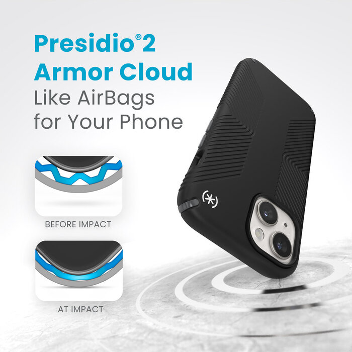 Speck Speck Presidio2 Grip iPhone Hoesje Zwart - 4 Meter Valbescherming