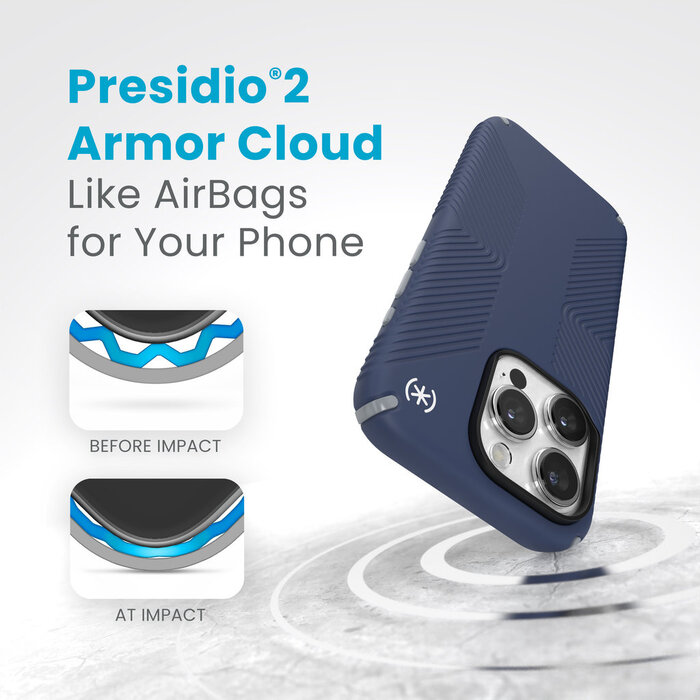 Speck Speck Presidio2 Grip iPhone 15 Pro Hoesje - Coastal Blue