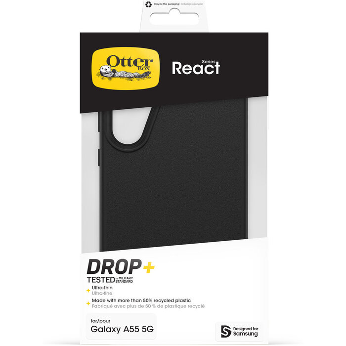 Otterbox OtterBox React Case voor Samsung Galaxy A55 5G - Slank en Valbestendig - Zwart