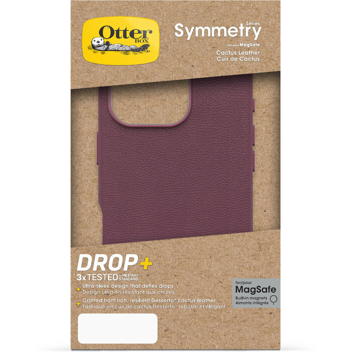 Otterbox OtterBox Symmetry Series Cactus Leather Case met MagSafe voor Apple iPhone 16 Pro - Maroon Bells