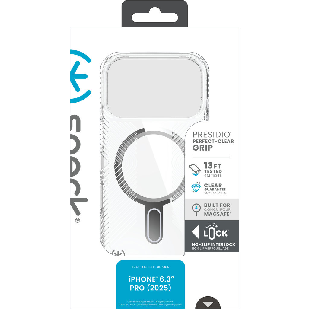 Speck Speck Presidio Perfect Clear Grip + ClickLock Apple iPhone 17 Pro Clear - with Microban