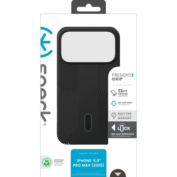 Speck Speck Presidio2 Grip met ClickLock voor Apple iPhone 17 Pro Max - Zwart