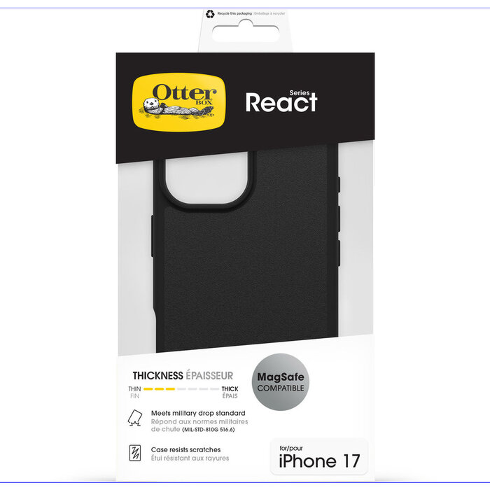 Otterbox OtterBox React MagSafe Case voor Apple iPhone 17 - Zwart - Valbestendige beschermhoes