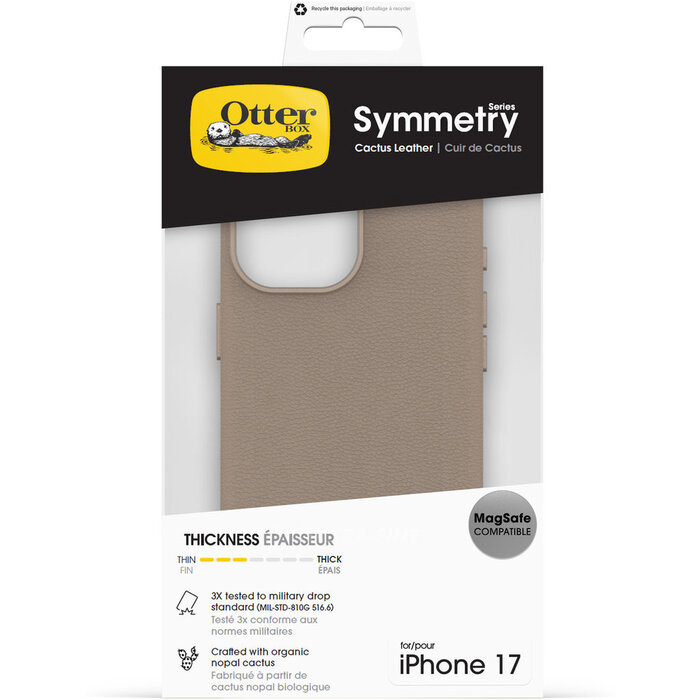 Otterbox OtterBox Symmetry Series Cactus Leather Case met MagSafe voor Apple iPhone 17 - Lichtgrijs