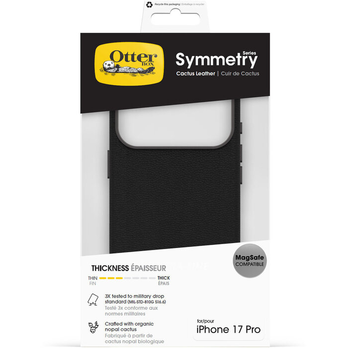 Otterbox OtterBox Symmetry Series Cactus Leather Case voor iPhone 17 Pro - Zwart (MagSafe)