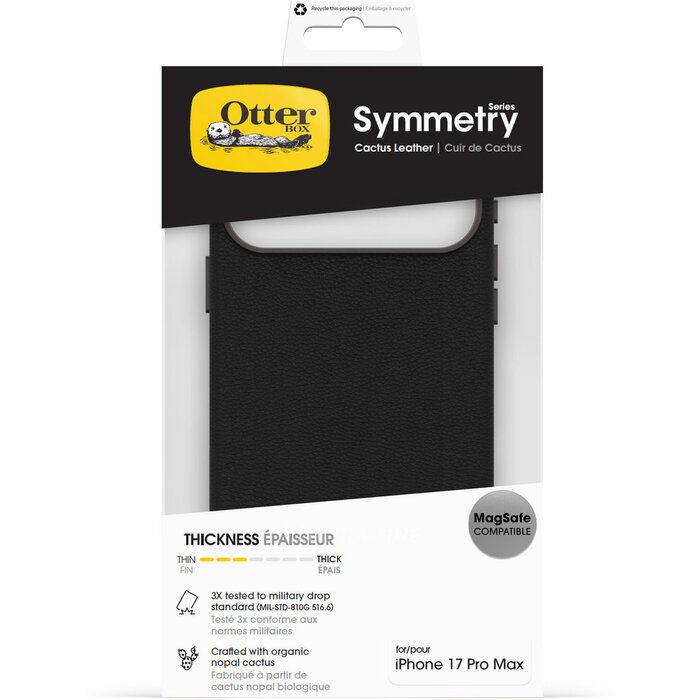 Otterbox OtterBox Symmetry Series Cactus Leather Case met MagSafe voor iPhone 17 Pro Max Zwart