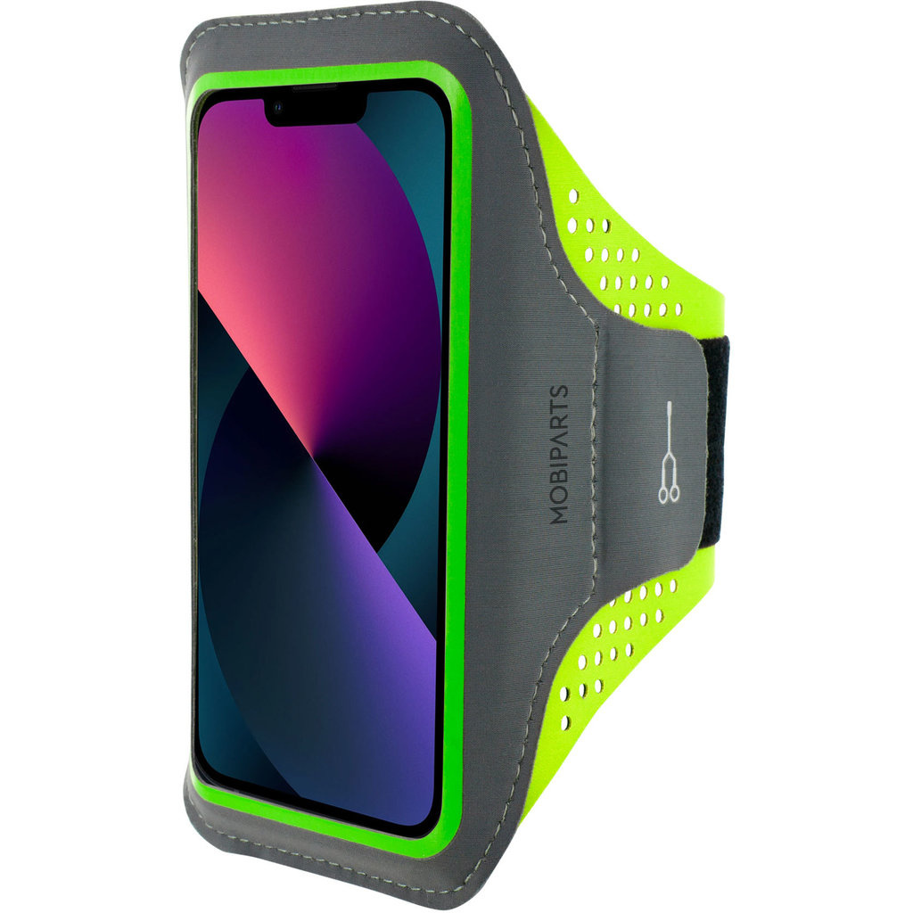 Mobiparts Mobiparts Comfort Fit Sport Armband voor iPhone 13 Mini - Neon Groen