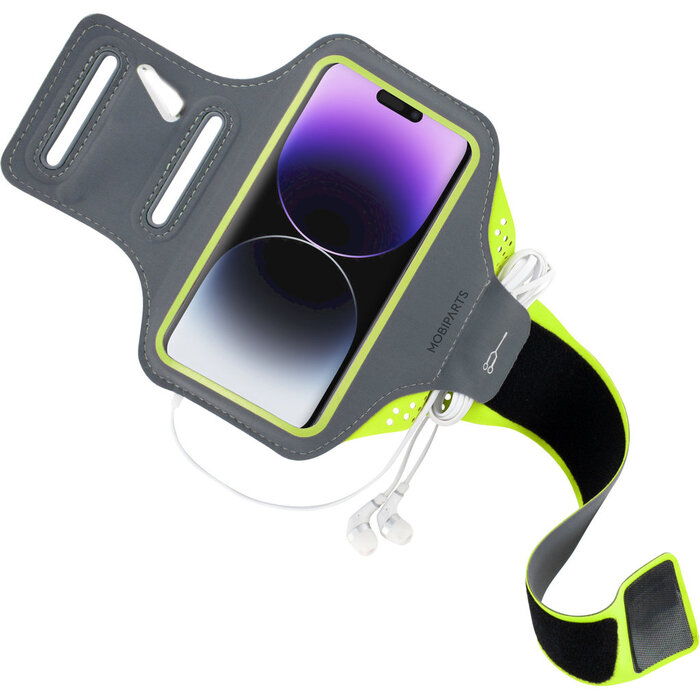 Mobiparts Mobiparts Comfort Fit Sport Armband voor iPhone 14 Pro - Neon Groen