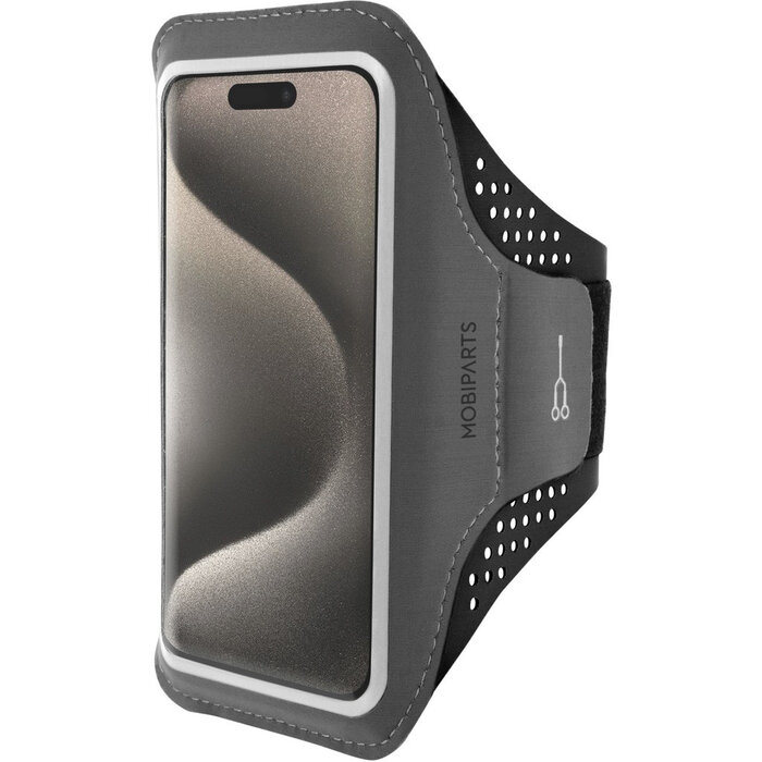 Mobiparts Mobiparts Comfort Fit Sport Armband voor Apple iPhone 15 Pro - Zwart