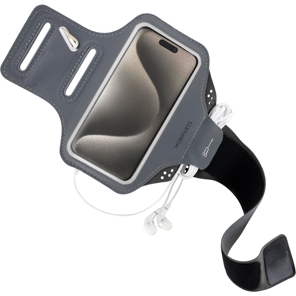 Mobiparts Mobiparts Comfort Fit Sport Armband voor Apple iPhone 15 Pro - Zwart
