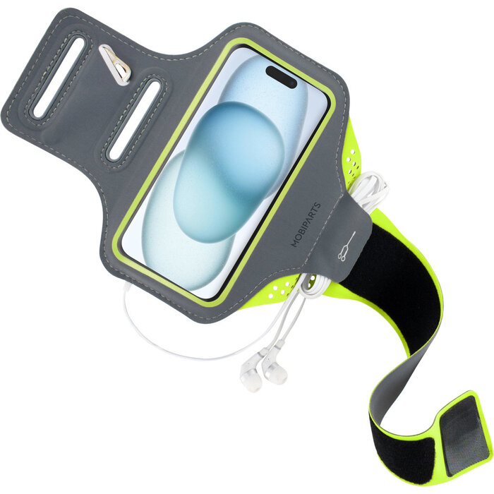 Mobiparts Mobiparts Comfort Fit Sport Armband voor iPhone 15 - Neon Groen