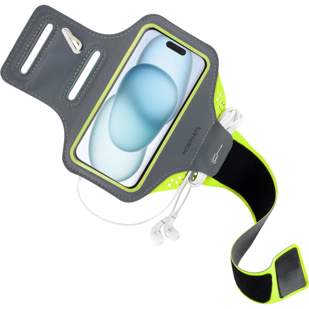 Mobiparts Mobiparts Comfort Fit Sport Armband voor iPhone 15 - Neon Groen