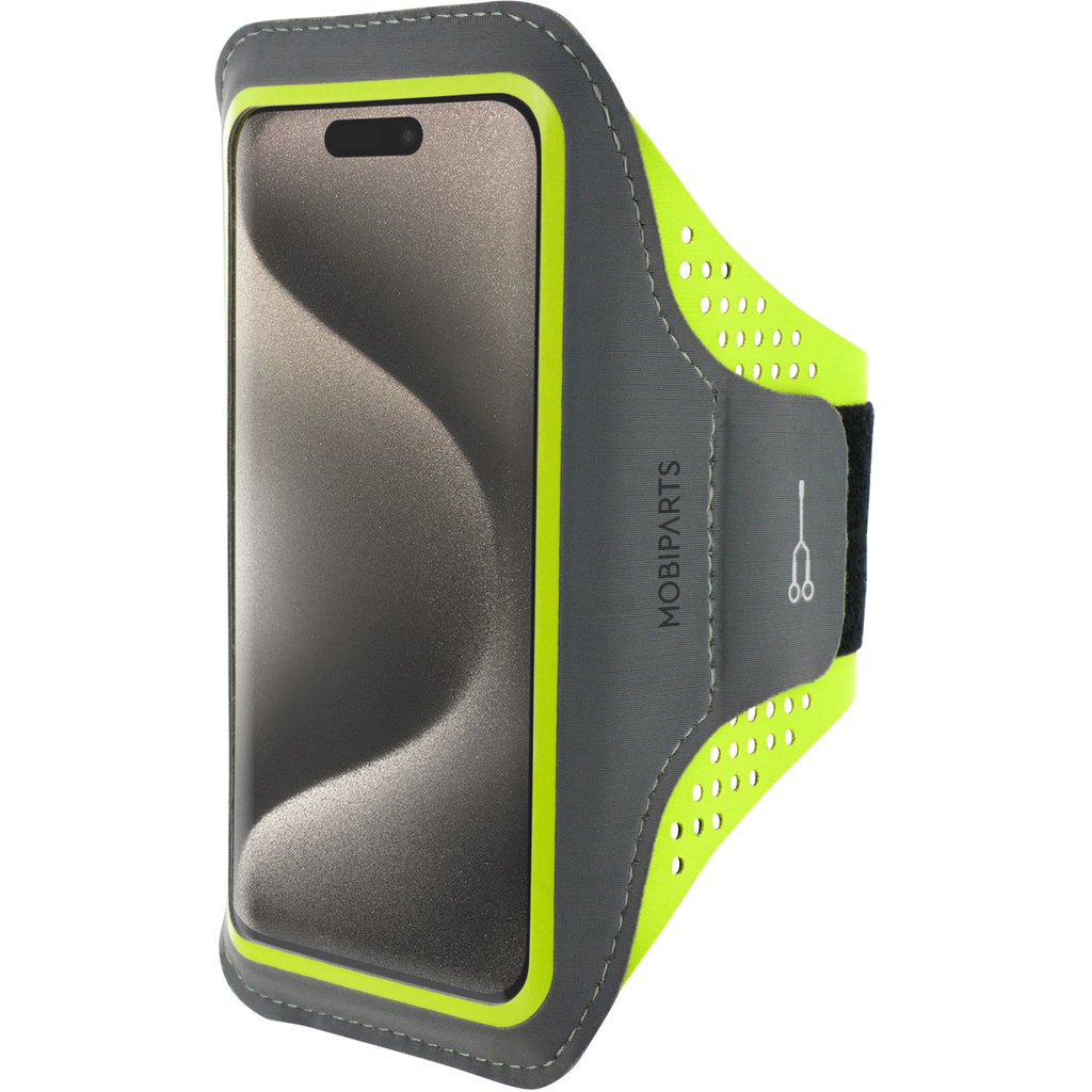 Mobiparts Mobiparts Comfort Fit Sport Armband voor iPhone 15 Pro - Neon Groen