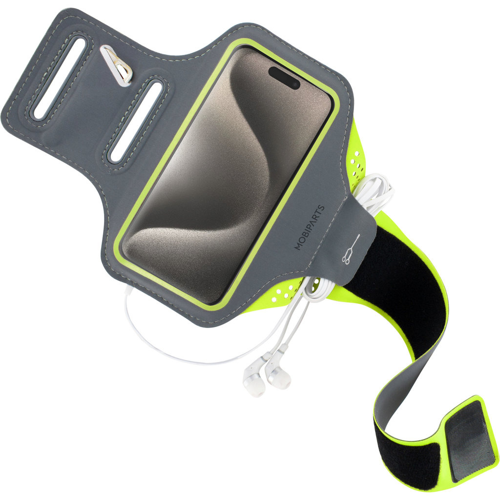 Mobiparts Mobiparts Comfort Fit Sport Armband voor iPhone 15 Pro - Neon Groen