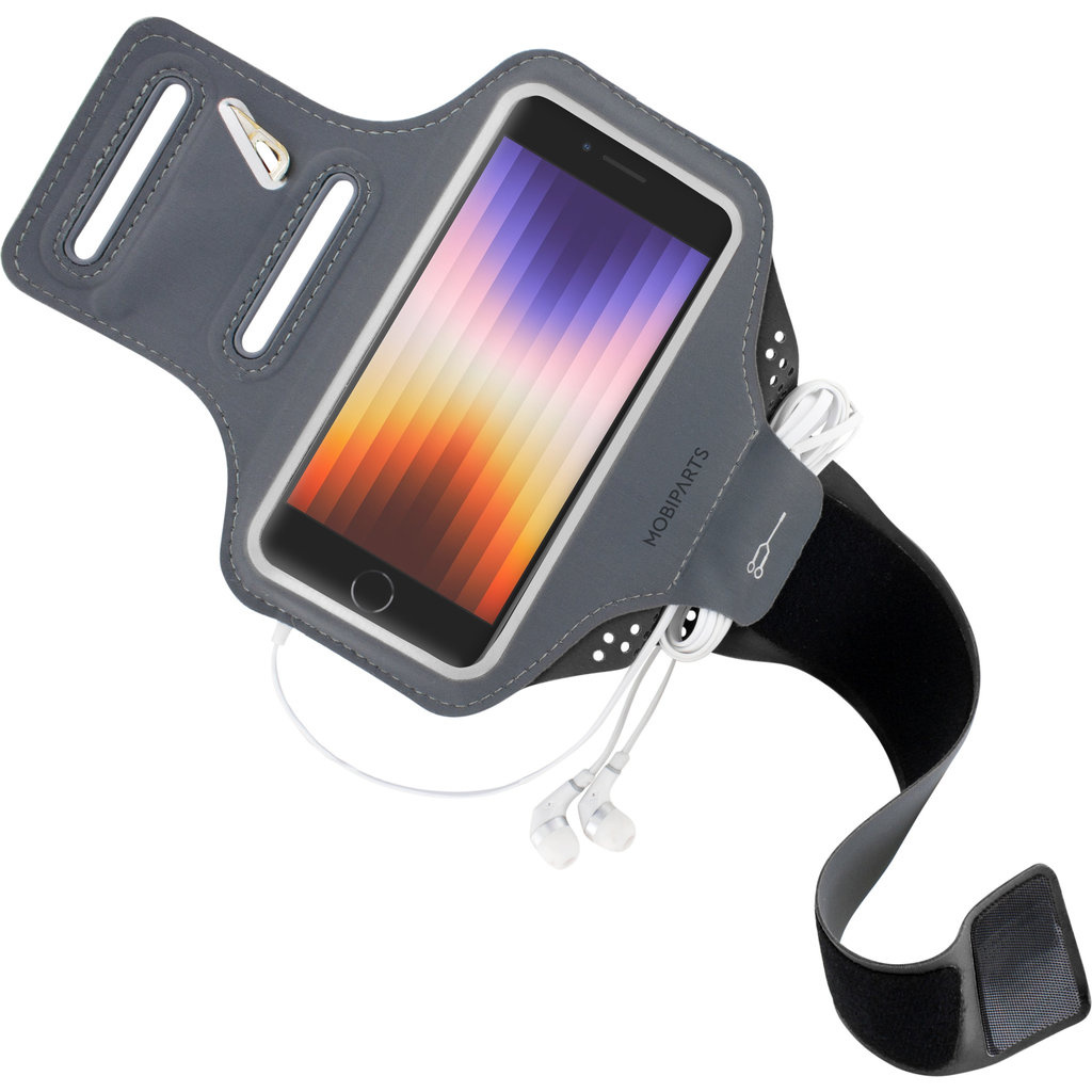 Mobiparts Mobiparts Comfort Fit Sportarmband voor iPhone SE / 8 / 7 / 6 - Zwart