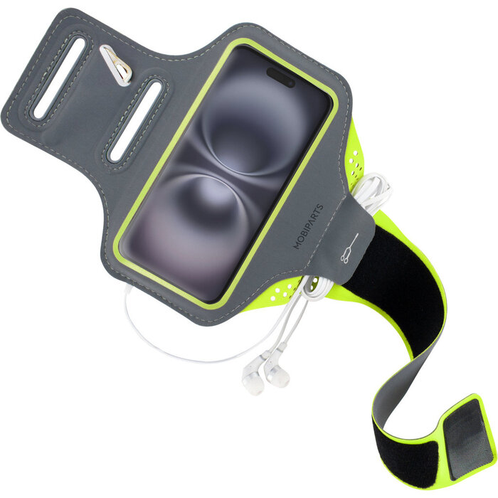 Mobiparts Mobiparts Comfort Fit Sport Armband voor iPhone 16 - Neon Groen